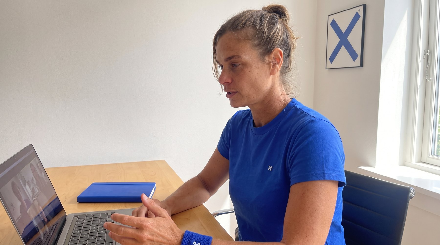 Claire on a client video call